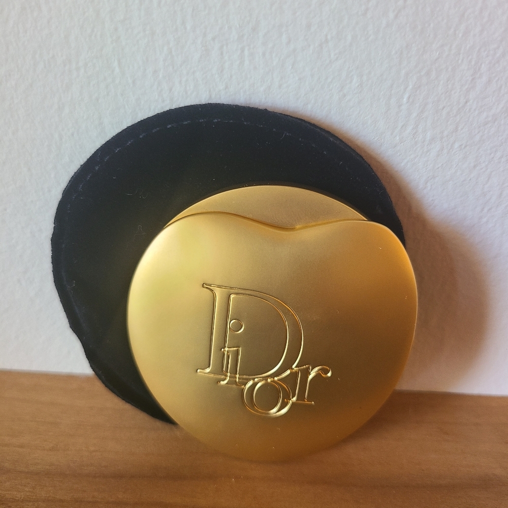Dior Vintage Gold Compact Mirror With Dustbag Makeup Mirror